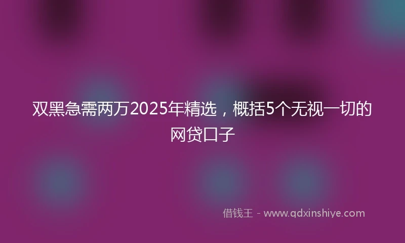 双黑急需两万2025年精选，概括5个无视一切的网贷口子