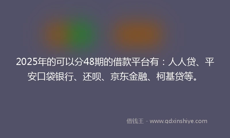2025年的可以分48期的借款平台有：人人贷、平安口袋银行、还呗、京东金融、柯基贷等。