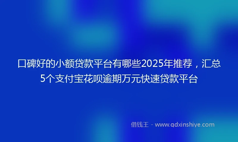 口碑好的小额贷款平台有哪些2025年推荐，汇总5个支付宝花呗逾期万元快速贷款平台
