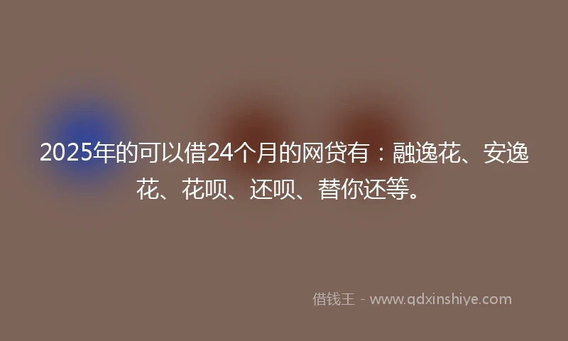 2025年的可以借24个月的网贷有：融逸花、安逸花、花呗、还呗、替你还等。