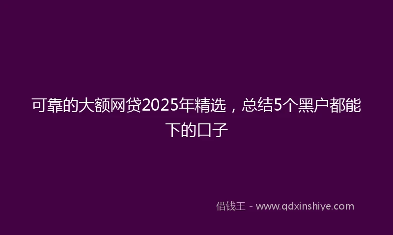可靠的大额网贷2025年精选,总结5个黑户都能下的口子