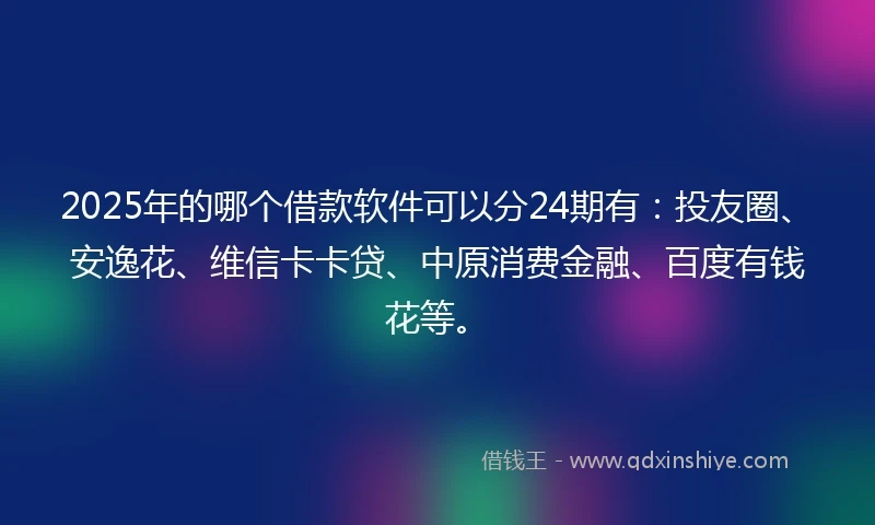 2025年的哪个借款软件可以分24期有：投友圈、安逸花、维信卡卡贷、中原消费金融、百度有钱花等。