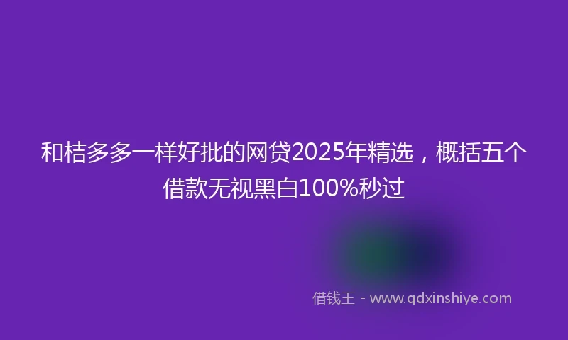 和桔多多一样好批的网贷2025年精选，概括五个借款无视黑白100%秒过