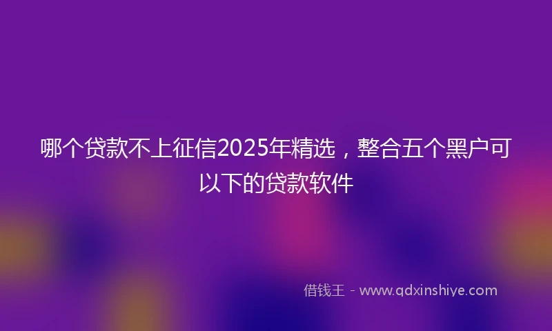 哪个贷款不上征信2025年精选，整合五个黑户可以下的贷款软件