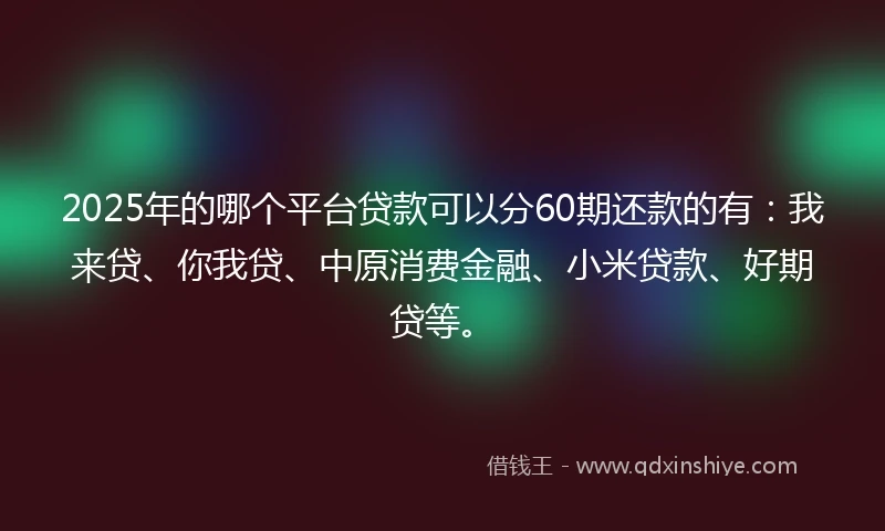2025年的哪个平台贷款可以分60期还款的有：我来贷、你我贷、中原消费金融、小米贷款、好期贷等。
