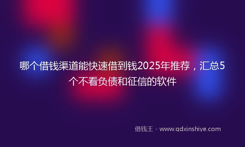 哪个借钱渠道能快速借到钱2025年推荐，汇总5个不看负债和征信的软件