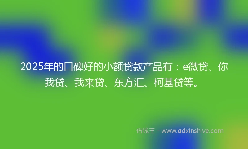 2025年的口碑好的小额贷款产品有：e微贷、你我贷、我来贷、东方汇、柯基贷等。