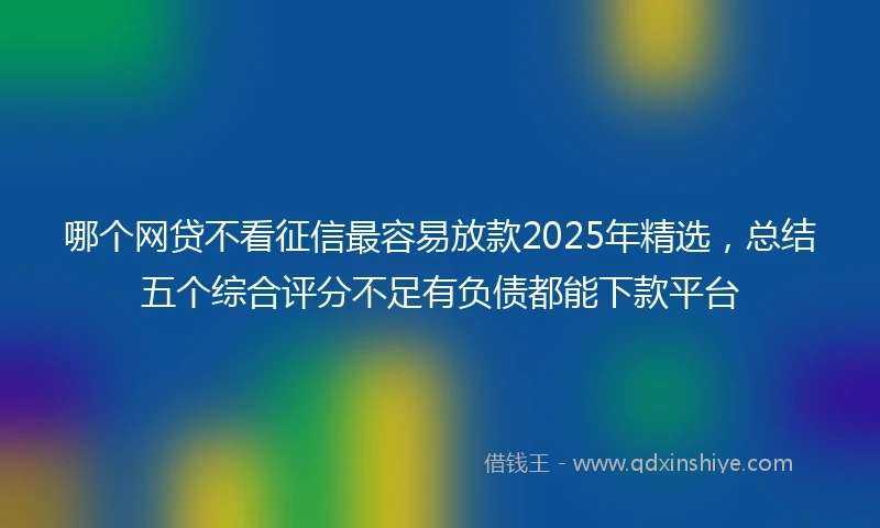 哪个网贷不看征信最容易放款2025年精选，总结五个综合评分不足有负债都能下款平台