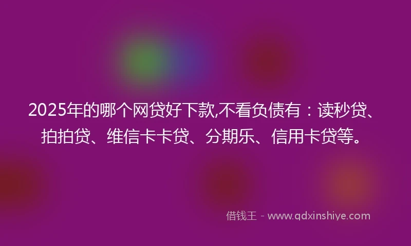 2025年的哪个网贷好下款,不看负债有：读秒贷、拍拍贷、维信卡卡贷、分期乐、信用卡贷等。
