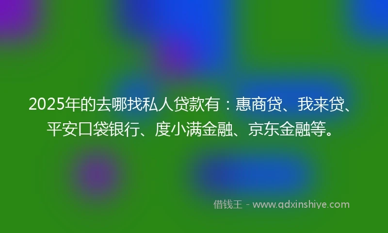 2025年的去哪找私人贷款有：惠商贷、我来贷、平安口袋银行、度小满金融、京东金融等。