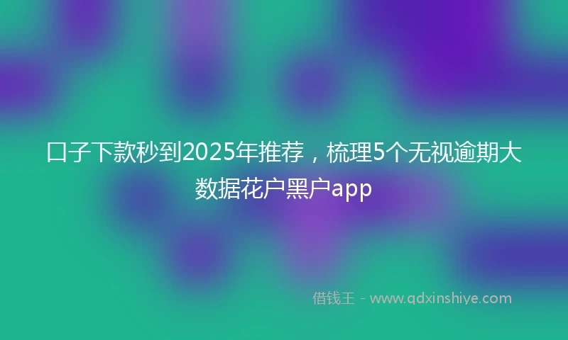 口子下款秒到2025年推荐，梳理5个无视逾期大数据花户黑户app