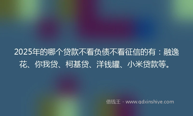 2025年的哪个贷款不看负债不看征信的有：融逸花、你我贷、柯基贷、洋钱罐、小米贷款等。