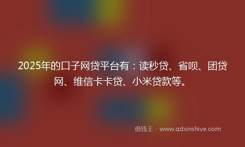 2025年的口子网贷平台有：读秒贷、省呗、团贷网、维信卡卡贷、小米贷款等。