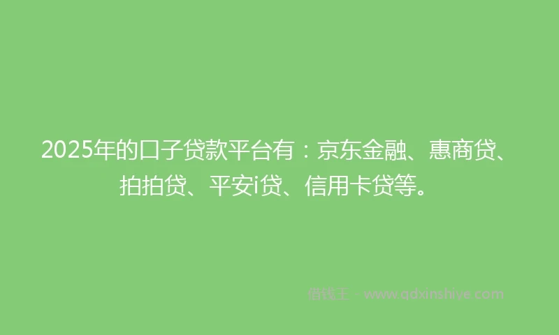 2025年的口子贷款平台有：京东金融、惠商贷、拍拍贷、平安i贷、信用卡贷等。