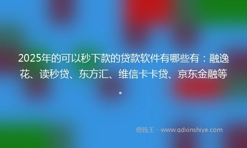 2025年的可以秒下款的贷款软件有哪些有：融逸花、读秒贷、东方汇、维信卡卡贷、京东金融等。