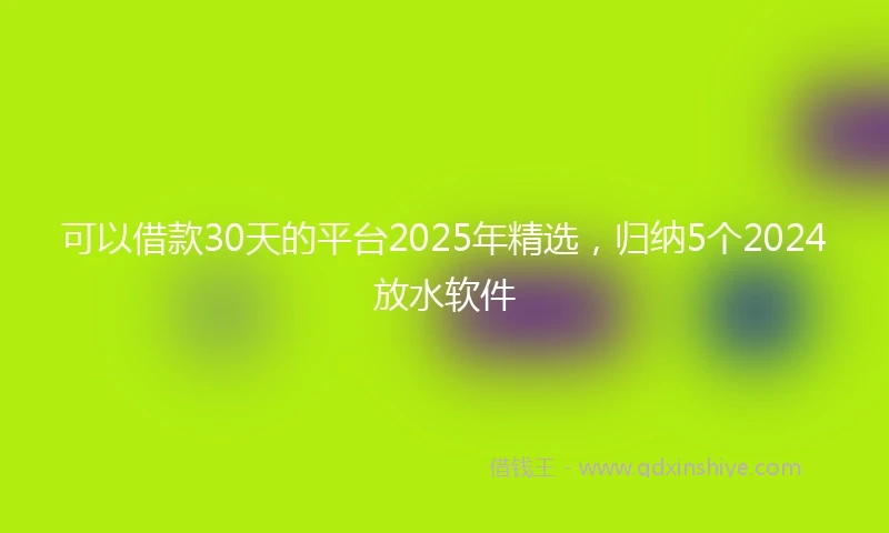 可以借款30天的平台2025年精选，归纳5个2024放水软件