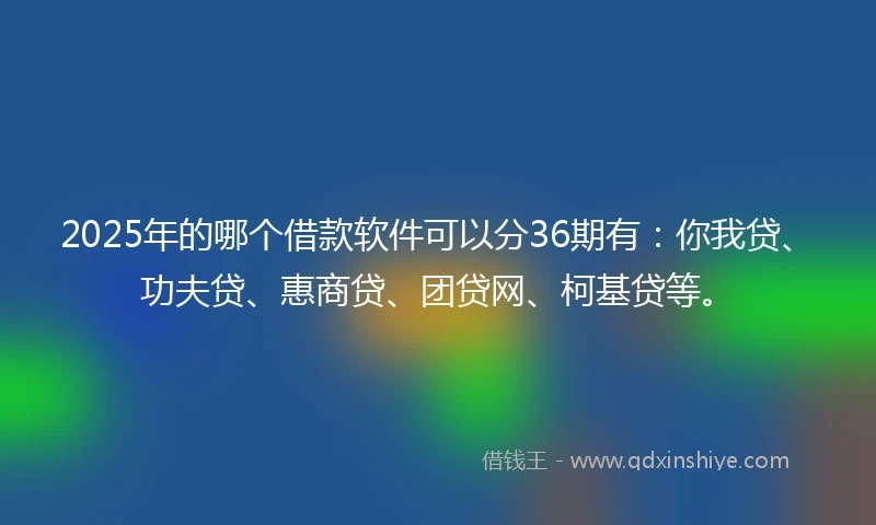2025年的哪个借款软件可以分36期有：你我贷、功夫贷、惠商贷、团贷网、柯基贷等。