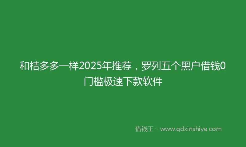 和桔多多一样2025年推荐，罗列五个黑户借钱0门槛极速下款软件