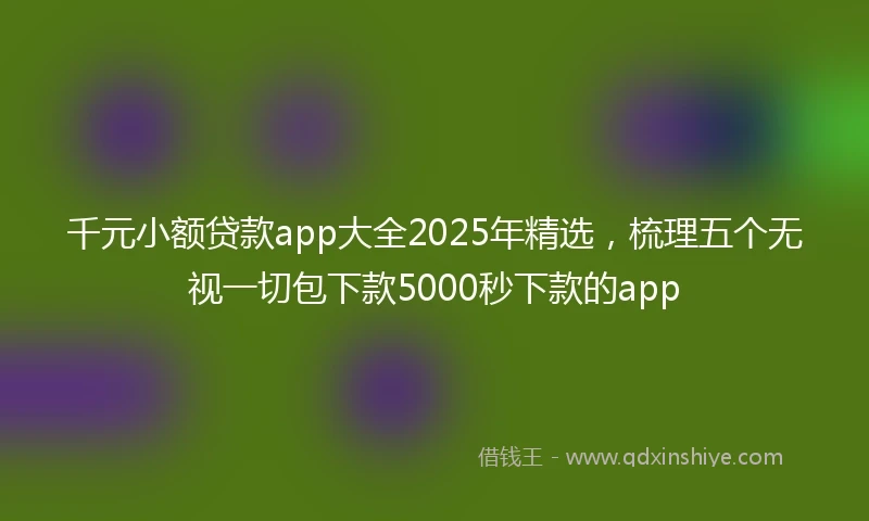 千元小额贷款app大全2025年精选，梳理五个无视一切包下款5000秒下款的app