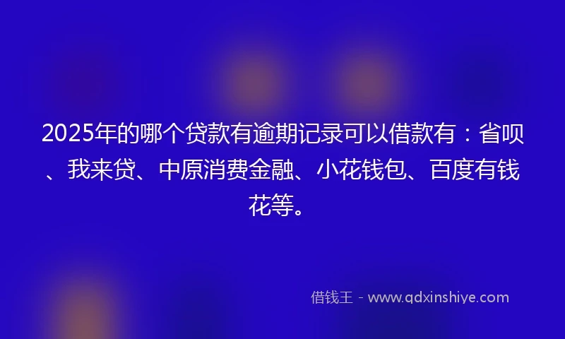 2025年的哪个贷款有逾期记录可以借款有：省呗、我来贷、中原消费金融、小花钱包、百度有钱花等。
