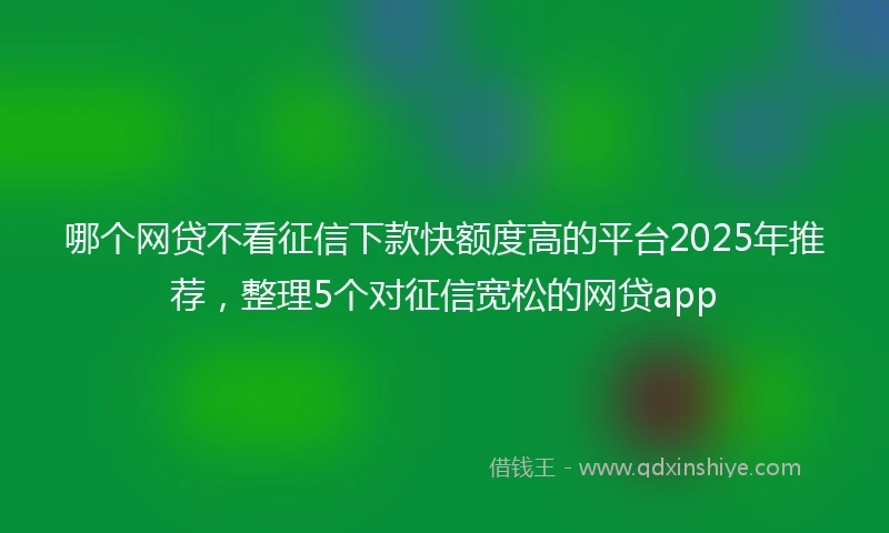哪个网贷不看征信下款快额度高的平台2025年推荐，整理5个对征信宽松的网贷app