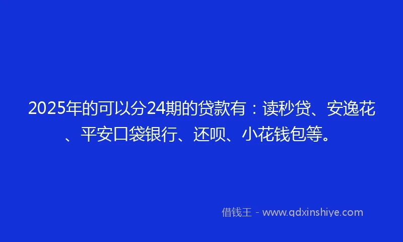 2025年的可以分24期的贷款有：读秒贷、安逸花、平安口袋银行、还呗、小花钱包等。
