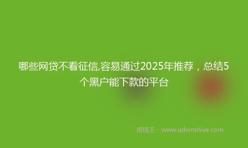 哪些网贷不看征信,容易通过2025年推荐，总结5个黑户能下款的平台