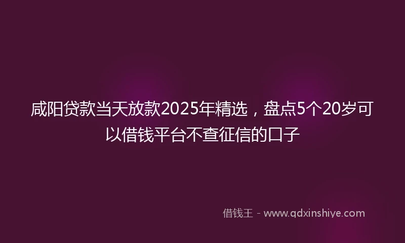 咸阳贷款当天放款2025年精选，盘点5个20岁可以借钱平台不查征信的口子