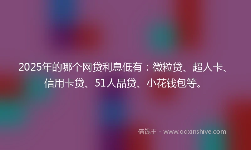 2025年的哪个网贷利息低有：微粒贷、超人卡、信用卡贷、51人品贷、小花钱包等。