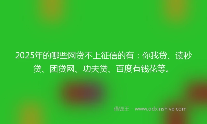 2025年的哪些网贷不上征信的有：你我贷、读秒贷、团贷网、功夫贷、百度有钱花等。