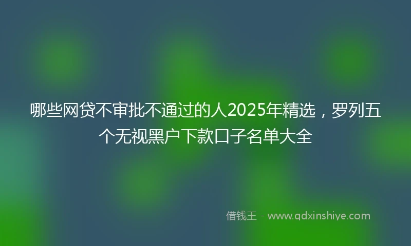 哪些网贷不审批不通过的人2025年精选，罗列五个无视黑户下款口子名单大全