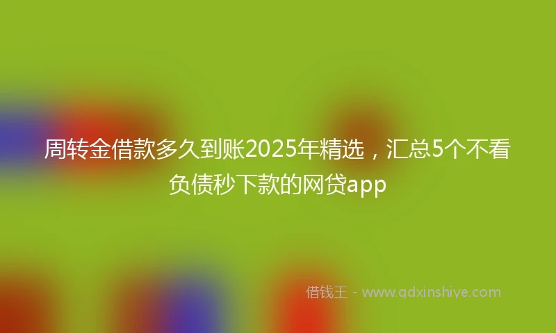 周转金借款多久到账2025年精选，汇总5个不看负债秒下款的网贷app