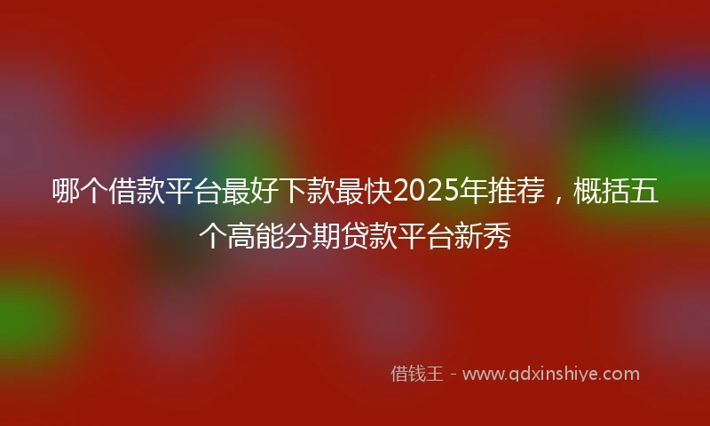 哪个借款平台最好下款最快2025年推荐,概括五个高能分期贷款平台新秀