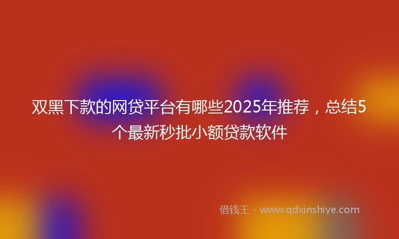 双黑下款的网贷平台有哪些2025年推荐，总结5个最新秒批小额贷款软件