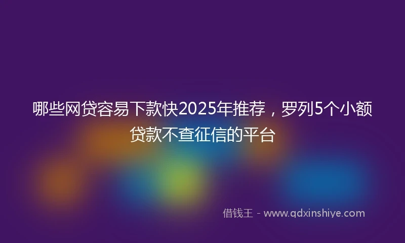 哪些网贷容易下款快2025年推荐，罗列5个小额贷款不查征信的平台