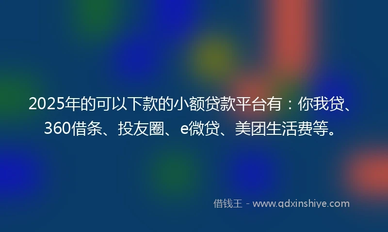 2025年的可以下款的小额贷款平台有：你我贷、360借条、投友圈、e微贷、美团生活费等。