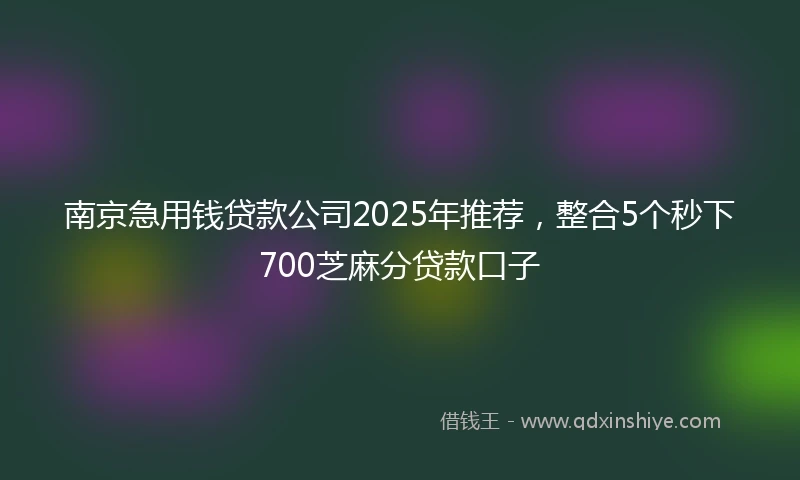 南京急用钱贷款公司2025年推荐，整合5个秒下700芝麻分贷款口子