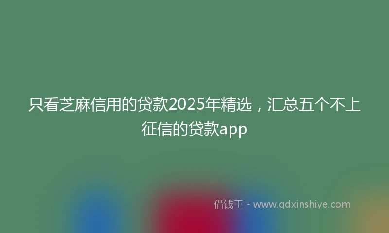 只看芝麻信用的贷款2025年精选，汇总五个不上征信的贷款app