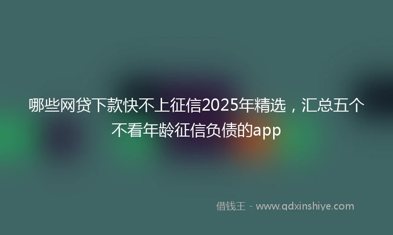 哪些网贷下款快不上征信2025年精选，汇总五个不看年龄征信负债的app