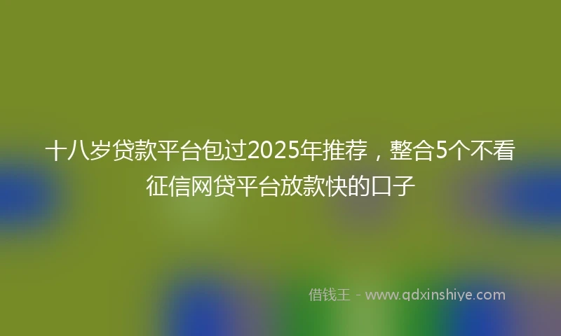 十八岁贷款平台包过2025年推荐，整合5个不看征信网贷平台放款快的口子