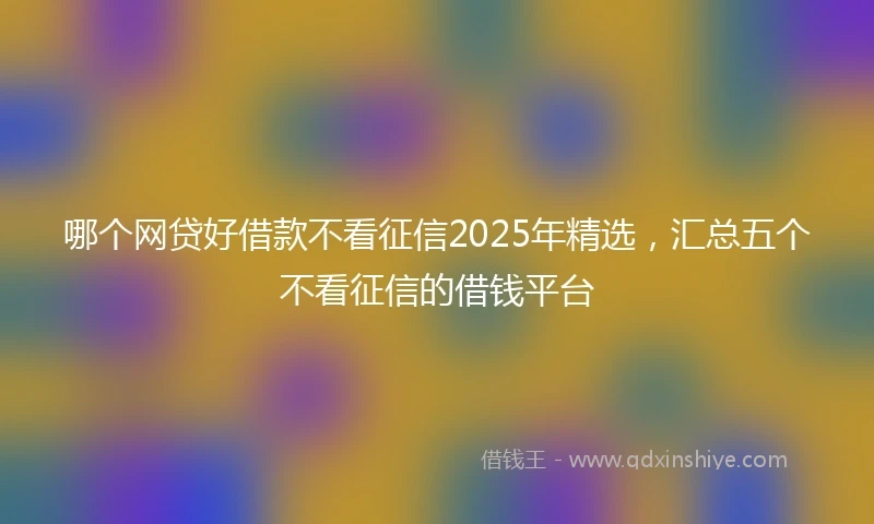 哪个网贷好借款不看征信2025年精选，汇总五个不看征信的借钱平台