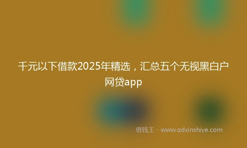 千元以下借款2025年精选，汇总五个无视黑白户网贷app