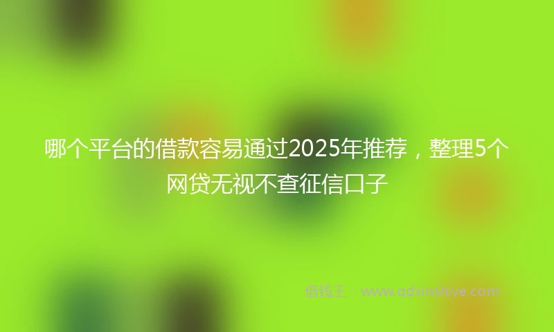 哪个平台的借款容易通过2025年推荐，整理5个网贷无视不查征信口子