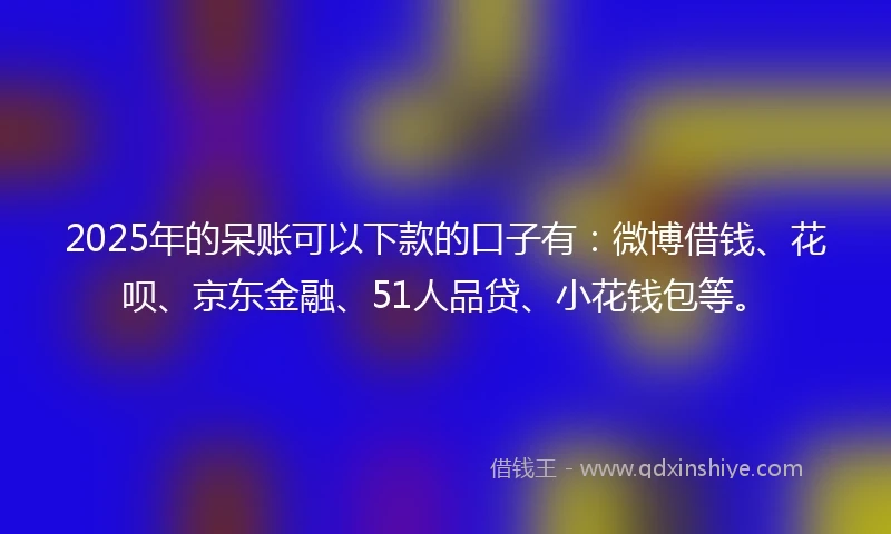 2025年的呆账可以下款的口子有：微博借钱、花呗、京东金融、51人品贷、小花钱包等。