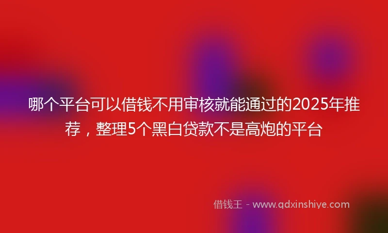 哪个平台可以借钱不用审核就能通过的2025年推荐，整理5个黑白贷款不是高炮的平台