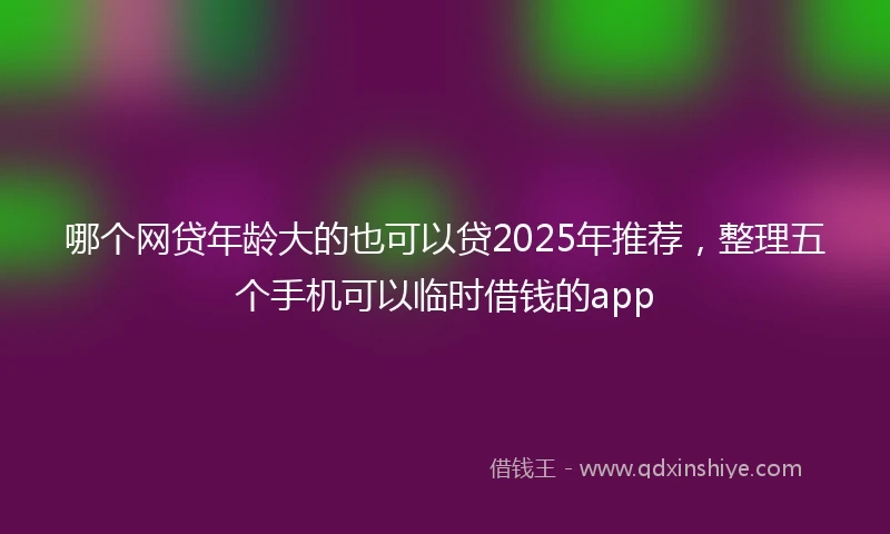 哪个网贷年龄大的也可以贷2025年推荐，整理五个手机可以临时借钱的app