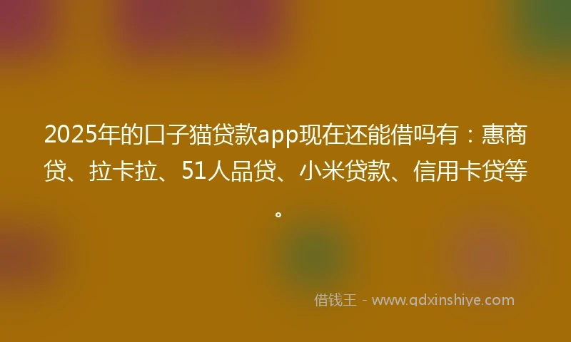 2025年的口子猫贷款app现在还能借吗有：惠商贷、拉卡拉、51人品贷、小米贷款、信用卡贷等。