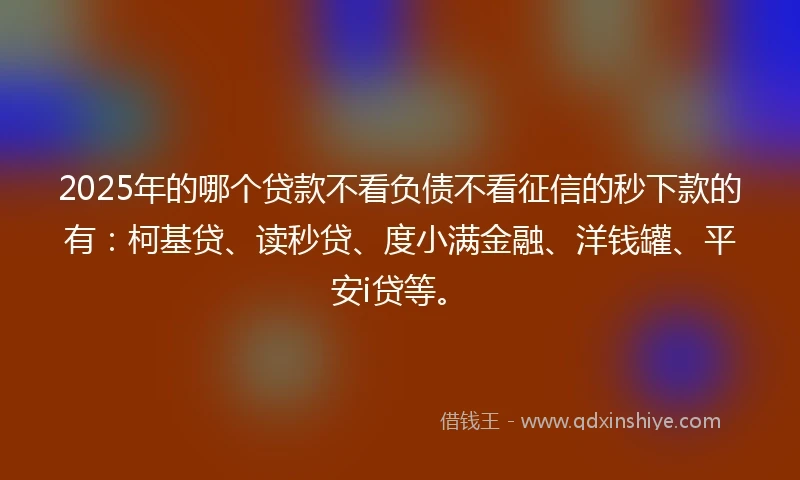 2025年的哪个贷款不看负债不看征信的秒下款的有：柯基贷、读秒贷、度小满金融、洋钱罐、平安i贷等。