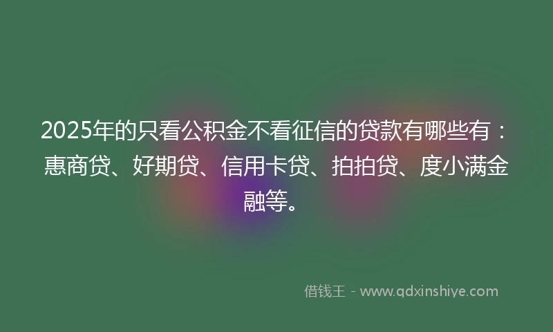 2025年的只看公积金不看征信的贷款有哪些有：惠商贷、好期贷、信用卡贷、拍拍贷、度小满金融等。