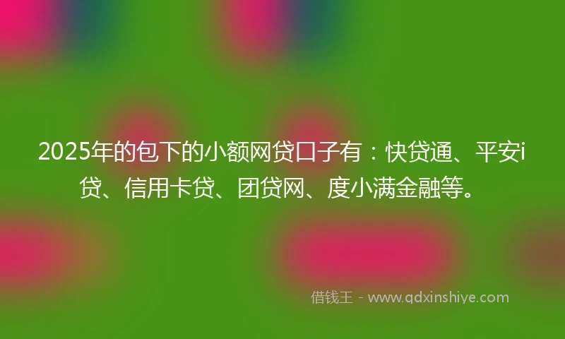 2025年的包下的小额网贷口子有：快贷通、平安i贷、信用卡贷、团贷网、度小满金融等。